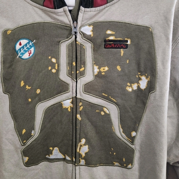 Star wars full zip hooded sweatshirt Boba Fett cosplay men medium - Picture 13 of 14